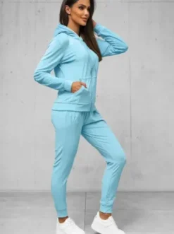 Komplet dresowy damski welurowy jasno-niebieski JS/8C1176/50Z^Ozonee Fashion