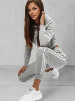 Komplet dresowy dwuczęściowy damski szary JS/8C67/2Z^Ozonee Fashion