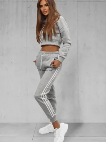 Komplet dresowy dwuczęściowy damski szary JS/8C67/2Z^Ozonee Fashion