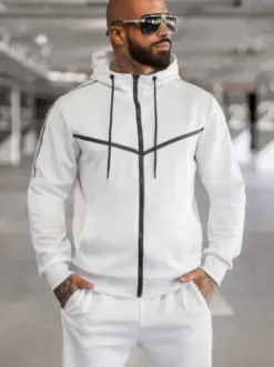 Komplet dresowy męski biały JS/8C8117/1Z^Ozonee Fashion
