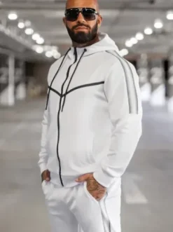 Komplet dresowy męski biały JS/8C8117/1Z^Ozonee Fashion