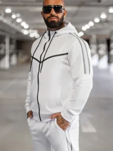 Komplet dresowy męski biały JS/8C8117/1Z^Ozonee Fashion