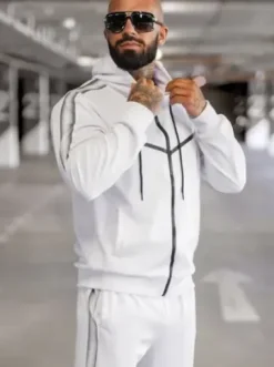 Komplet dresowy męski biały JS/8C8117/1Z^Ozonee Fashion