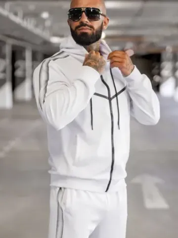 Komplet dresowy męski biały JS/8C8117/1Z^Ozonee Fashion