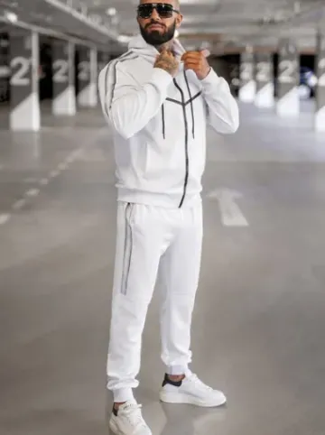 Komplet dresowy męski biały JS/8C8117/1Z^Ozonee Fashion