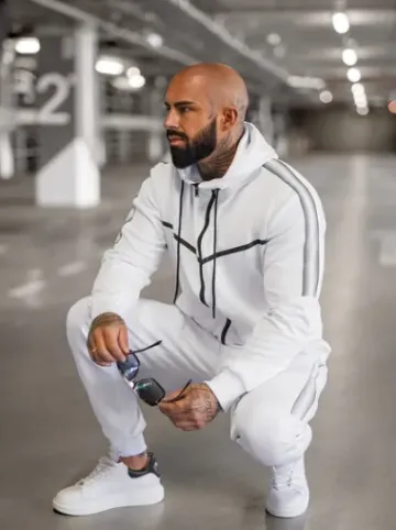 Komplet dresowy męski biały JS/8C8117/1Z^Ozonee Fashion