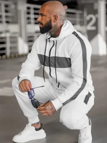 Komplet dresowy męski biały JS/8C8115/1Z^Ozonee Outlet
