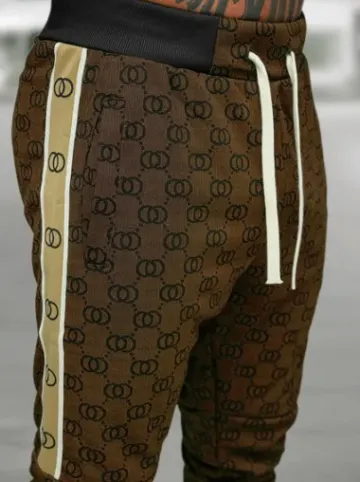 Komplet dresowy męski ciemno-beżowy O/FF5110AB^Ozonee Fashion