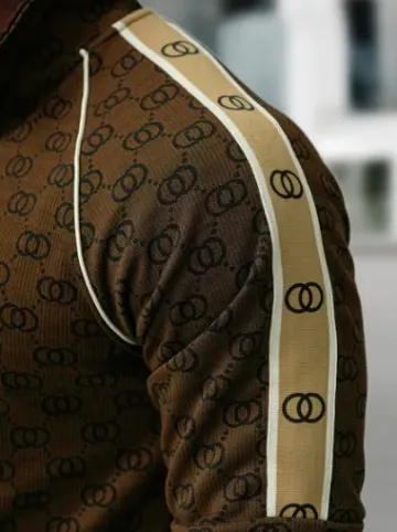 Komplet dresowy męski ciemno-beżowy O/FF5110AB^Ozonee Fashion