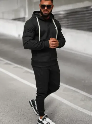 Komplet dresowy męski czarny O/LN11760^Ozonee Fashion