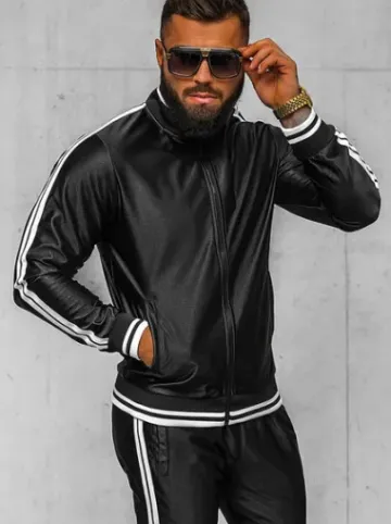 Komplet dresowy męski czarny O/3C103/9^Ozonee Fashion