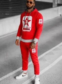 Komplet dresowy męski czerwony JS/8C59/18Z^Ozonee Fashion