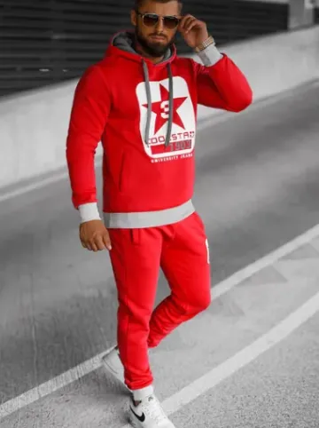 Komplet dresowy męski czerwony JS/8C59/18Z^Ozonee Fashion