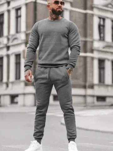 Komplet dresowy męski grafitowy JS/68C10380/5Z^Ozonee Fashion