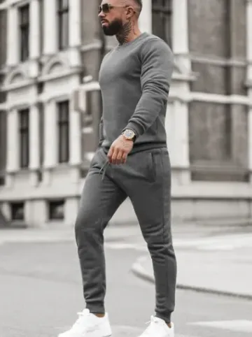 Komplet dresowy męski grafitowy JS/68C10380/5Z^Ozonee Fashion
