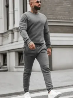 Komplet dresowy męski grafitowy JS/68C10380/5Z^Ozonee Fashion