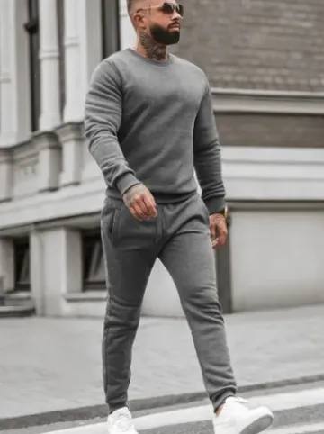 Komplet dresowy męski grafitowy JS/68C10380/5Z^Ozonee Fashion