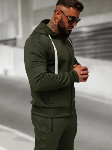 Komplet dresowy męski khaki O/LN11760^Ozonee Discount