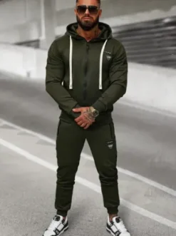 Komplet dresowy męski khaki O/LN11760^Ozonee Discount