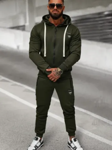 Komplet dresowy męski khaki O/LN11760^Ozonee Discount