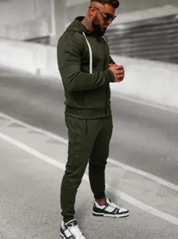 Komplet dresowy męski khaki O/LN11760^Ozonee Discount