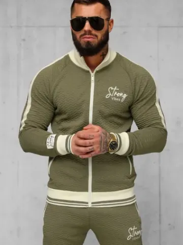 Komplet dresowy męski khaki O/FF5030AB^Ozonee Online
