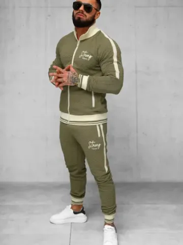 Komplet dresowy męski khaki O/FF5030AB^Ozonee Online
