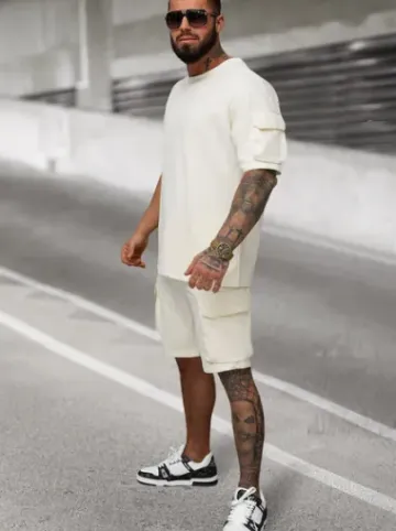 Komplet dresowy męski loose fit ecru JS/27C6535/1^Ozonee Discount
