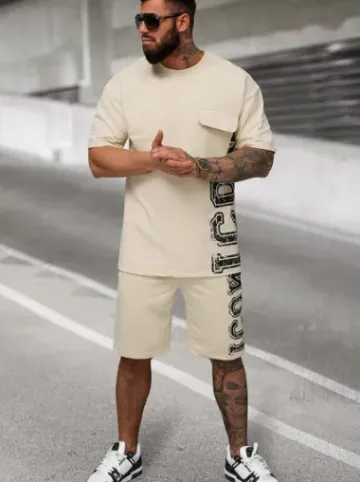 Komplet dresowy męski loose fit beżowy JS/27C6531/6^Ozonee Clearance