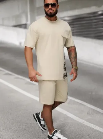 Komplet dresowy męski loose fit beżowy JS/27C6531/6^Ozonee Clearance
