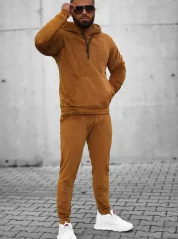 Komplet dresowy męski welurowy camelowy O/12139^Ozonee Hot