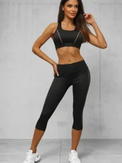 Komplet sportowy dwuczęściowy damski czarny O/XL012/1Z^Ozonee Online