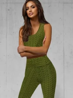 Komplet sportowy dwuczęściowy khaki JS/YW88037/7Z^Ozonee Outlet