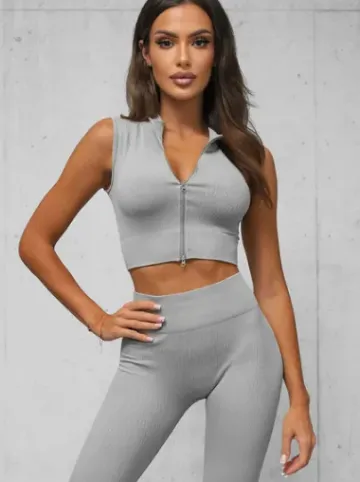 Komplet sportowy dwuczęściowy damski szary O/SY2317^Ozonee New