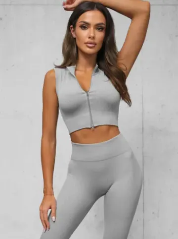 Komplet sportowy dwuczęściowy damski szary O/SY2317^Ozonee New