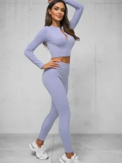 Komplet sportowy dwuczęściowy damski jasno-fioletowy O/SY2308^Ozonee Fashion