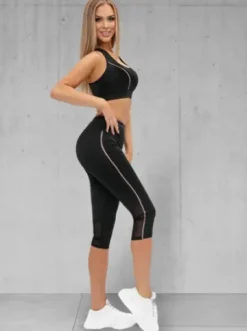Komplet sportowy dwuczęściowy damski czarny O/XL012/1Z^Ozonee Fashion