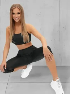 Komplet sportowy dwuczęściowy damski czarny O/XL012/1Z^Ozonee Fashion