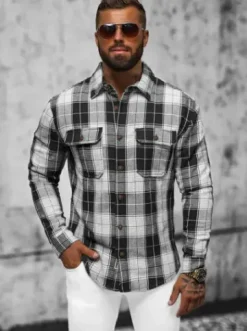 Koszula flanelowa męska czarna NB/MC727N^Ozonee Discount