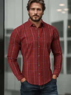 Koszula flanelowa męska czerwona O/V127^Ozonee Discount