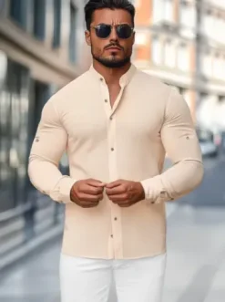 Koszula męska brzoskwiniowa O/V85Z^Ozonee Fashion