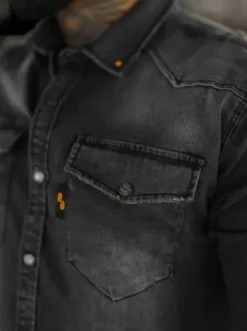 Koszula męska jeansowa grafitowa O/51413^Ozonee Fashion