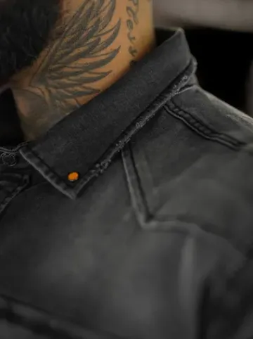 Koszula męska jeansowa grafitowa O/51413^Ozonee Fashion