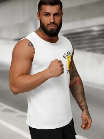 Koszulka bez rękawów męska biała JS/8B1717/1Z^Ozonee Best