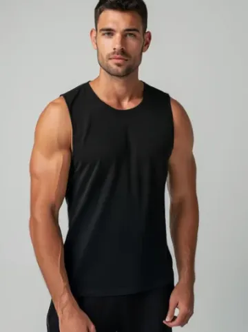 Koszulka bez rękawów męska czarna JS/99001Z^Ozonee Fashion
