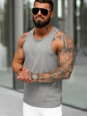 Koszulka bez rękawów męska grafitowa JS/99002Z^Ozonee Fashion