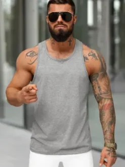 Koszulka bez rękawów męska grafitowa JS/99002Z^Ozonee Fashion