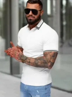 Koszulka męska polo biała O/YN2/559^Ozonee Fashion