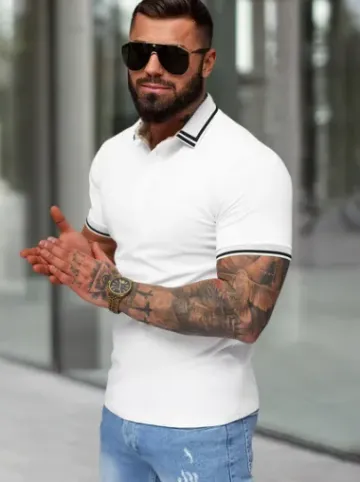 Koszulka męska polo biała O/YN2/559^Ozonee Fashion