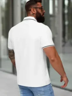 Koszulka męska polo biała NB/MT3144^Ozonee Outlet